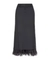 Brunello Cucinelli Virgin Wool Column Skirt With Detachable Feather Trim In Black