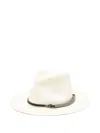 Brunello Cucinelli Beige Monile Textured Fedora Hat In White