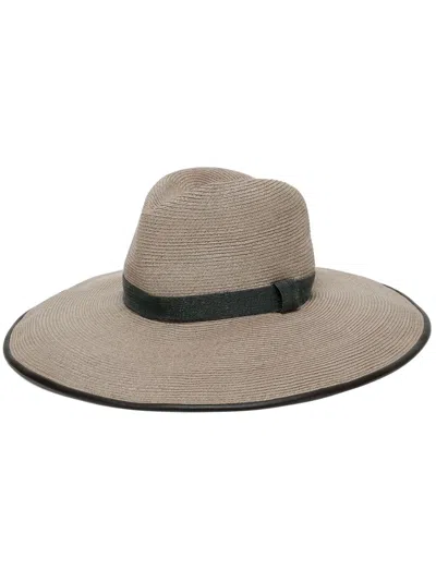 Brunello Cucinelli Fedora Hat With Precious Details In Gray