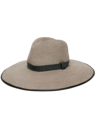 Brunello Cucinelli Fedora Hat With Precious Details In Tan