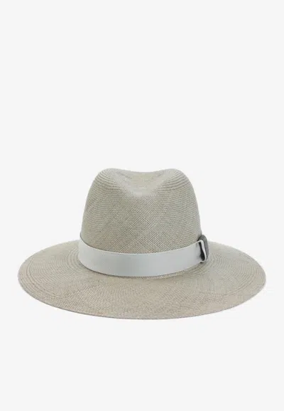Brunello Cucinelli Fedora Hat With Strap In Gray