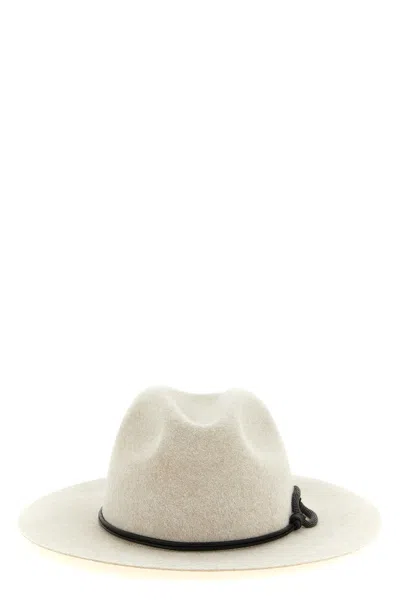 Brunello Cucinelli 'fedora' Hat With Wide Brim And Cord In Beige