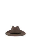 Brunello Cucinelli Fedora Made Of Hemp And Techno Cotton With Leather Band And Necklace