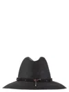 Brunello Cucinelli Fedora Made Of Hemp And Techno Cotton With Leather Band And Necklace