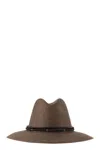 Brunello Cucinelli Fedora Made Of Hemp And Techno Cotton With Leather Band And Necklace