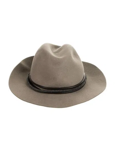Pre-owned Brunello Cucinelli Fedora Wool Hat  W/tags In Neutrals