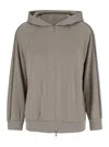 BRUNELLO CUCINELLI GREY HOODIE WITH MONILE DETAIL IN COTTON BLEND WOMAN