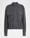 Brunello Cucinelli Smooth French Terry Cardigan-style Top In Gray