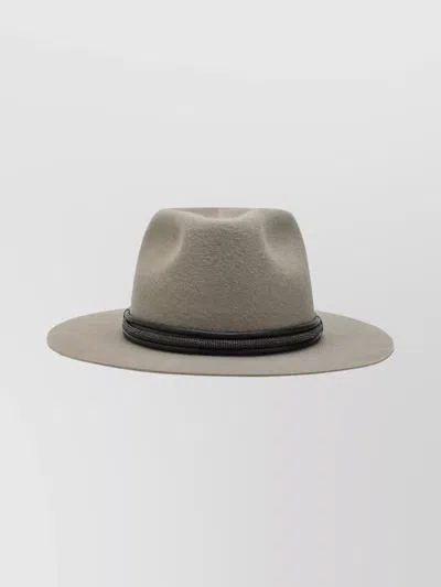 BRUNELLO CUCINELLI FELT FEDORA FEATURING LEATHER DECORATIVE BAND