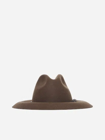 Brunello Cucinelli Felt Fedora Hat In Brown