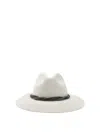 Brunello Cucinelli Wide Brim Fedora Twisted Band Detail In White