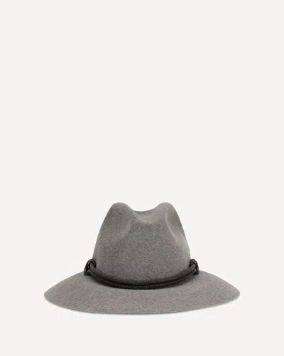 Brunello Cucinelli Felt Fedora Hat With Leather Band In Gray