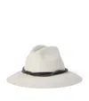 Brunello Cucinelli Felt Fedora With Leather And Monili Band In White