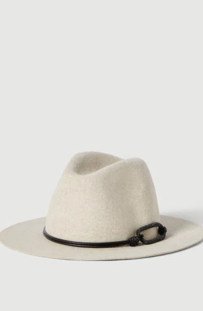 Brunello Cucinelli Felt Fedora With Leather And Monili Band In Panama