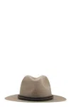 Brunello Cucinelli Fedora Hat With Tubular Leather Band And Monile Detail In Neutral