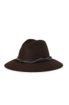 Brunello Cucinelli Felt Fedora With Monili In Brown