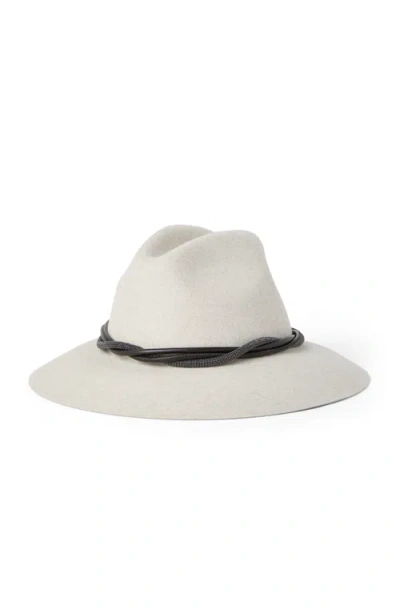 Brunello Cucinelli Felt Fedora With Monili In White