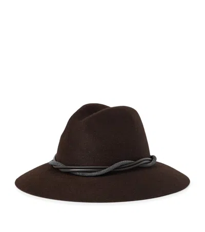 Brunello Cucinelli Felt Monili Fedora In Brown