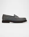 Brunello Cucinelli Wool Monili Leather Penny Loafers
