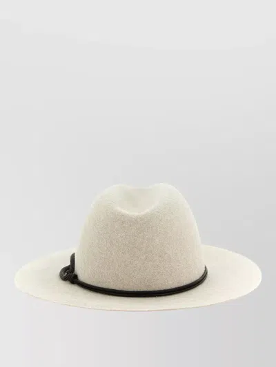 Brunello Cucinelli Felt Wide Brim Fedora Hat In Neutral