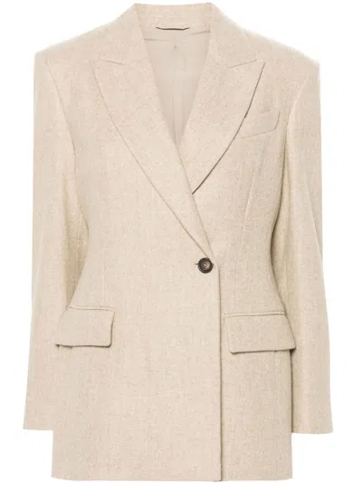 Brunello Cucinelli Double-breasted Wool And Alpaca In Beige