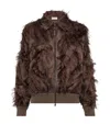 Brunello Cucinelli Dracaena Fringed-details Bomber Jacket In Brown