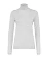 Brunello Cucinelli Cashmere-silk Glitter Turtleneck Sweater In White