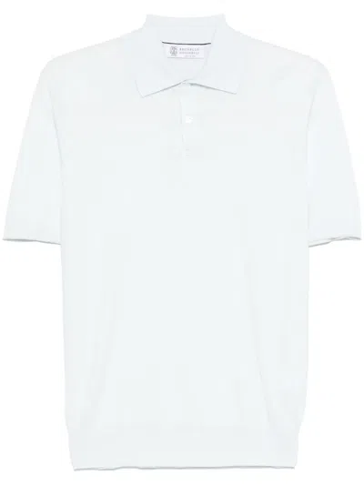 Brunello Cucinelli Fine-knit Polo Shirt In White