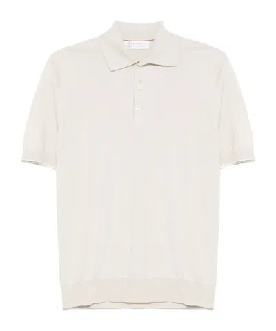 Brunello Cucinelli Logo Cotton Polo Shirt In White