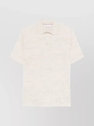 Brunello Cucinelli Fine Knit Polo Shirt With Tubular Collar In White