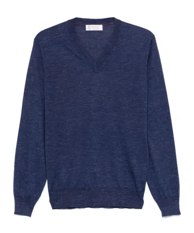 BRUNELLO CUCINELLI BRUNELLO CUCINELLI V-NECK KNIT SWEATER