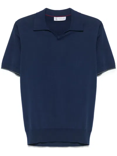 Brunello Cucinelli Fine-knit T-shirt In Blue