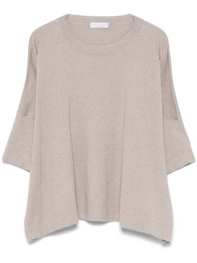 Brunello Cucinelli Fine-knit T-shirt In Nude