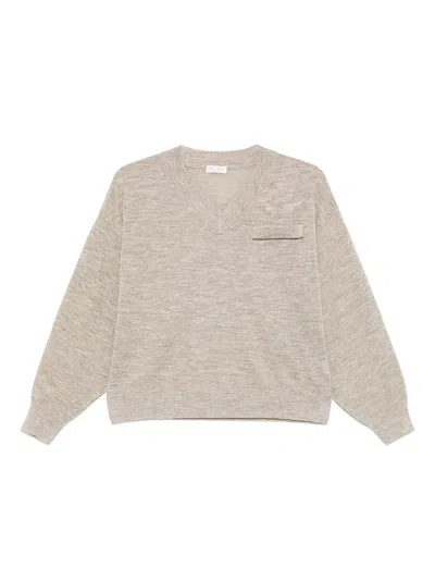 Brunello Cucinelli Fine-knit T-shirt In Nude