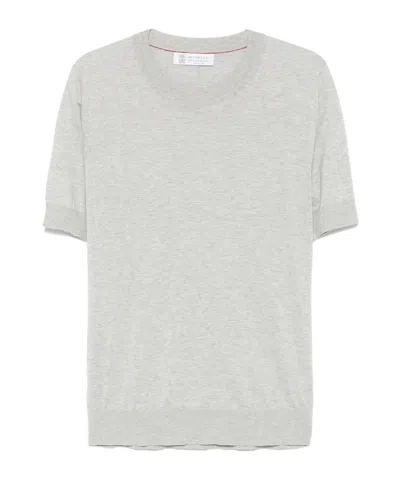 Brunello Cucinelli Fine-knit T-shirt In White