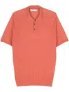 Brunello Cucinelli Fine-ribbed Polo Shirt In Orange