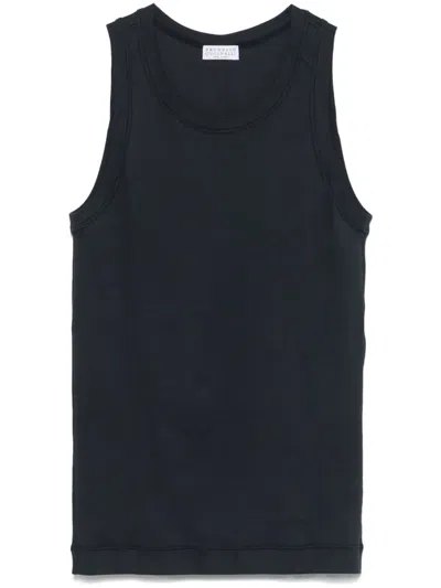 Brunello Cucinelli Fine-ribbed Tank Top In Black