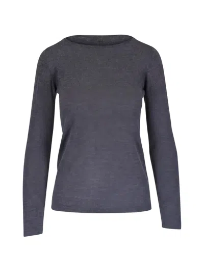 Brunello Cucinelli Fine-knit Boat-neck Cashmere Sweater In Gray