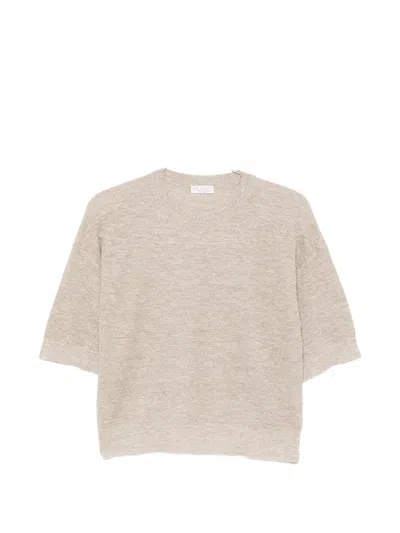Brunello Cucinelli Fine-knit Short-sleeve T-shirt In Brown