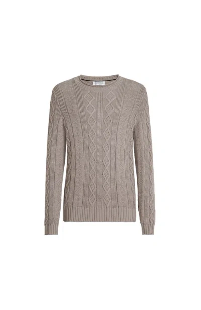 Brunello Cucinelli Fisherman's Cable-knit Sweater In Neutral