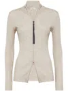 Brunello Cucinelli Cashmere-blend Zip-front Top In Neutral