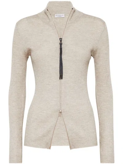 BRUNELLO CUCINELLI BRUNELLO CUCINELLI FITTED BEIGE SWEATER