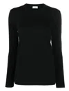 Brunello Cucinelli Long-sleeve Black Top With Classic Crew Neckline In Black