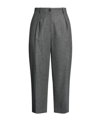Brunello Cucinelli Fitted Cropped Tailored Trousers In Gray