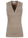 Brunello Cucinelli Scollo V S/m In Brown