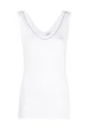 Brunello Cucinelli Fitted Tank Top With Deep V-neckline In White