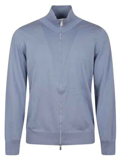 Brunello Cucinelli Fitted Zip-up Jacket With High Collar In Blue