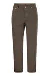 Brunello Cucinelli Men Five-pocket Cotton Gabardine Pants In Brown
