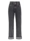 Brunello Cucinelli Five-pocket Cuffed Jeans In Gray