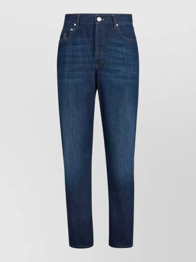 Brunello Cucinelli Five-pocket Denim Trousers Featuring Belt Loops In Blue